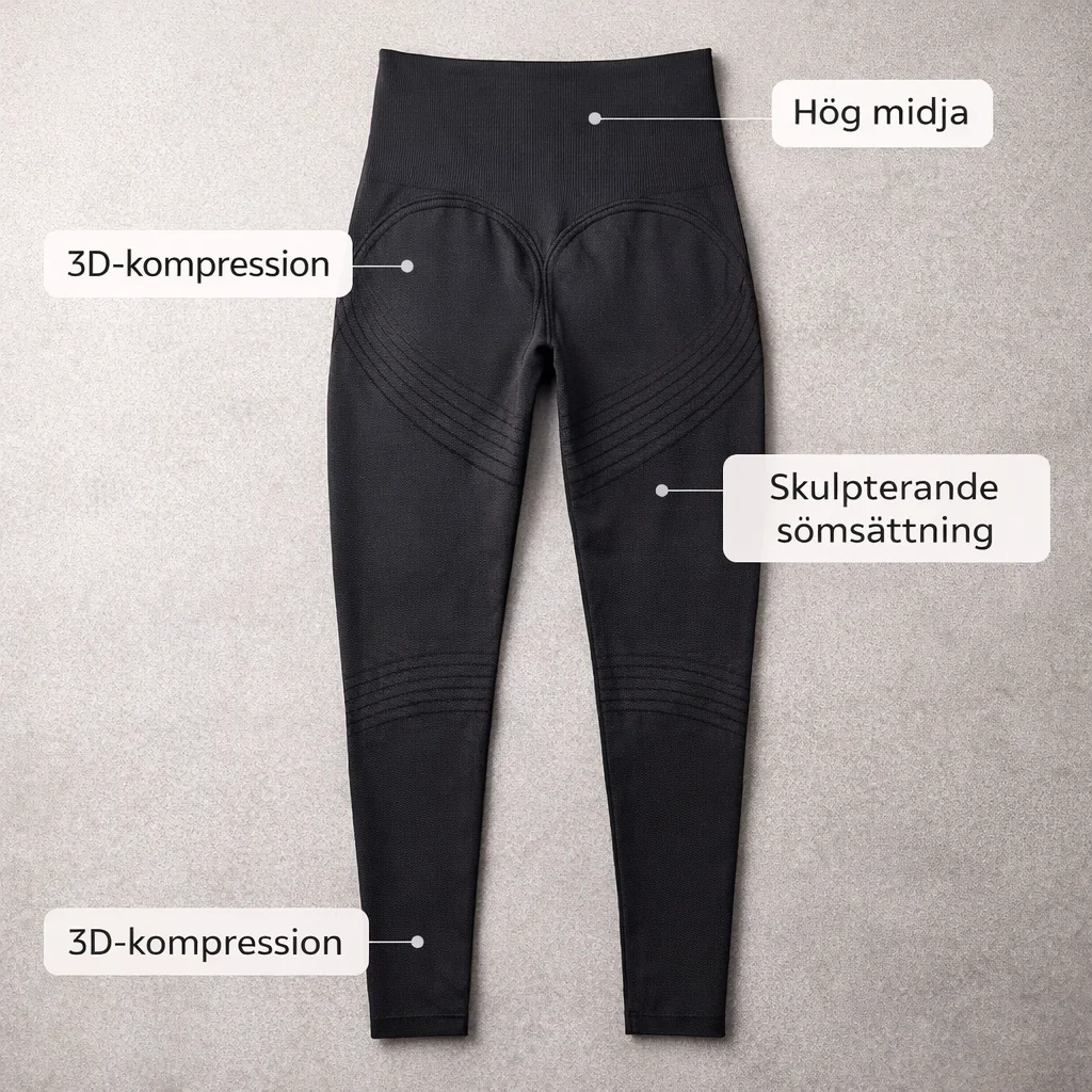Slätslipande skulpterande leggings med 3D-effekt - infographic view